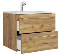 Ezooza Completo Set Bagno 2 Pezzi Mobile Large con 2 cassetti e Lavabo sospesi, Rovere miele,
