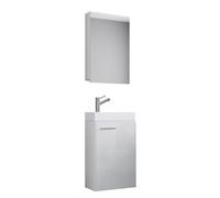 Ezooza LineaViva Mobile Sospeso con lavabo in ceramica di alta qualità e mobile specchio, Bianco, lavabo Bianco