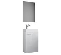 Ezooza LineaViva Mobile Sospeso con lavabo in ceramica di alta qualità e specchio, Bianco, lavabo Bianco