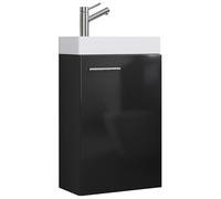 Ezooza LineaViva Mobile Sospeso con lavabo in ceramica di alta qualità, Nero, lavabo Bianco