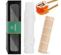EZOULUOBA Sushi Maker, set di stampi per sushi fai da te, rullo per sushimaker e tappetino in bambù per stampi per riso e decorazione fai da te (bianco Roller Pack)