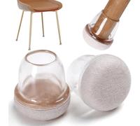 Ezprotekt 16 Protezioni per Pavimento per Gambe di Sedia Trasparenti, Tappi per Gambe di Sedia in Silicone, Pastiglie di Feltro Tonde per Mobili per Pavimenti in Legno Duro, Copriscarpe per Piedi di