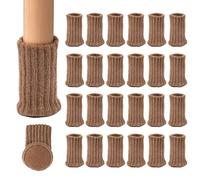 Ezprotekt maglia sedia da tavolo gamba calze elastiche sedia mobili calzini set protezioni per gambe di mobili pavimenti in legno, Brown, 24 pz (Marrone chiaro)