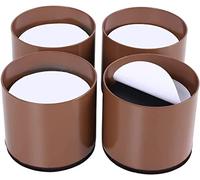Ezprotekt Riser per letto da 9,5 x 8,5 x 5,7 cm, in acciaio massiccio, crea un ulteriore altezza di 5,1 cm, tavolo autoadesivo, resistente, protezione del pavimento (4 pezzi, marrone rotondo)