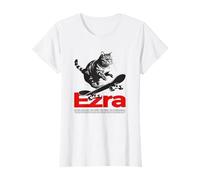 EZRA - Bellissimo nome di ragazza con gatto e skateboard Maglietta