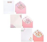Ezranova 12 fogli di carta da lettere+6 buste, 18 pezzi di carta da lettere con buste, set di buste, carta da lettere dal design unico floreale (multicolor-02)