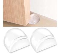 Ezranova Fermaporta per pavimento adesivo, trasparente, autoadesivo, adatto a tutti i pavimenti duri, per la protezione di pareti e mobili, 2 pezzi