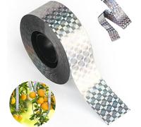 Ezranova Nastro riflettente per spaventare gli uccelli, 80 m, nastro deterrente biadesivo per piccioni, oche, corvi, protegge giardini, fattorie e frutteti (taglia unica, motivo a scacchiera)