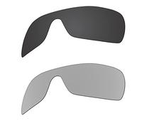 EZReplace Lenti di ricambio per occhiali da sole Oakley Batwolf OO9101 (lenti polarizzate), Carbone + argento metallizzato, Taglia unica