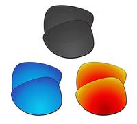 EZReplace Lenti di ricambio per occhiali da sole Oakley Dispatch 2 OO9150 (lenti polarizzate), Nero di carbonio, blu ghiaccio + rosso fuoco, Taglia unica