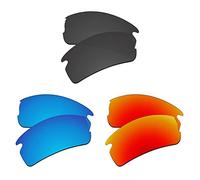 EZReplace Lenti di ricambio per occhiali da sole Oakley Flak 2.0 XL OO9188 (lenti polarizzate), Nero di carbonio, blu ghiaccio + rosso fuoco, Taglia unica
