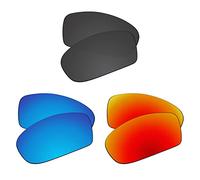 EZReplace Lenti di ricambio per occhiali da sole Oakley Holbrook Metal OO4123 (lenti polarizzate), Nero di carbonio, blu ghiaccio + rosso fuoco, Taglia unica