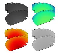 EZReplace Lenti di ricambio per occhiali da sole Oakley Jawbone ventilati (lenti polarizzate) - per montatura Oakley Jawbone ventilata (nero carbonio+verde primaver rosso fuoco+metallo argento),