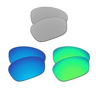 EZReplace Lenti di ricambio per occhiali da sole Oakley Juliet (lenti polarizzate) - adatte a montatura Oakley Juliet (argento metallico+blu ghiaccio+verde primaverile), Metallo argento + blu ghiaccio