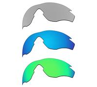 EZReplace Lenti di ricambio per occhiali da sole Oakley M2 Frame OO9212 (lenti polarizzate), Metallo argento + blu ghiaccio + verde primavera, Taglia unica