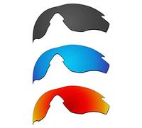 EZReplace Lenti di ricambio per occhiali da sole Oakley M2 Frame OO9212 (lenti polarizzate), Nero di carbonio, blu ghiaccio + rosso fuoco, Taglia unica