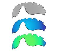 EZReplace Lenti di ricambio per occhiali da sole Oakley M2 Frame Vented OO9212 (lenti polarizzate), Metallo argento + blu ghiaccio + verde primavera, Taglia unica