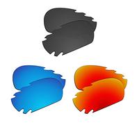 EZReplace Lenti di ricambio per occhiali da sole Oakley Racing Jacket ventilati (lenti polarizzate), Nero di carbonio, blu ghiaccio + rosso fuoco, Taglia unica