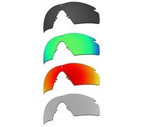 EZReplace Lenti di ricambio per occhiali da sole Oakley Si Ballistic M Frame 2.0 (lenti polarizzate), nero carbone + verde primavera + rosso fuoco + metallo argento, Taglia unica
