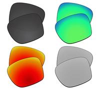 EZReplace Lenti di ricambio per occhiali Oakley Sylas OO9448 (lenti polarizzate) - Adatto per montatura Oakley Sylas (nero carbonio+verde primavera+rosso fuoco+metallo argento), Carbon Black + Spring