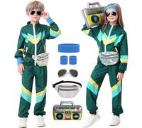 Ezuwail Costume da corsa per bambini anni '80 e '90, unisex, stile retrò, per hip hop, danza