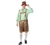 Ezuwail Costume da Oktoberfest tedesco da uomo, 4 pezzi, costume bavarese per feste della birra, costume per Halloween per adulti, Verde, XX-Large