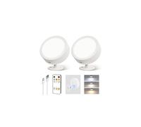 EZVALO Lampada da Parete a LED per Interni, con Batteria Ricaricabile, Lampada da Comodino per Bambini, Soggiorno, Camera da Letto, Bianco (2 Pezzi)