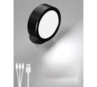 EZVALO Lampada da Parete per Interni a LED, Lampada da Parete con Batteria Ricaricabile, Lampada da Comodino per Bambini Soggiorno Camera da Letto, Legno di Noce