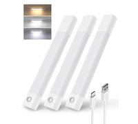 EZVALO Led Sottopensile Cucina Con Sensore Di Movimento, 20CM (3 Pezzi), 30 LED Wireless,Luce Armadio Con 3 Temperature Di Colore Variabili Ricaricabili Per Cucina, Guardaroba, Scale,Accanto Al Letto