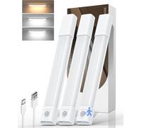 EZVALO Led Sottopensile Cucina Con Sensore Di Movimento, 30CM (3 Pezzi), 50 LED Wireless,Luce Armadio Con 3 Temperature Di Colore Variabili Ricaricabili Per Cucina, Guardaroba, Scale,Accanto Al Letto