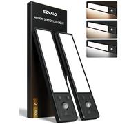 EZVALO Luce Armadio,Barra LED Sottopensile,20cm (2 Pezzi) 62 LED, 1600mAh,3 Temperature Regolabili,Dimmerabile Con Sensore Di Movimento 3 Modalità, Senza Fili Per Guardaroba、Cucina、Corridoio,Nero