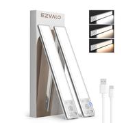 EZVALO Under Cabinet Lights, 80 LED Motion Sensor Lights Indoor 3 Color Temps, 1900mAh Rechargeable Closet Lights Wireless, Dimmable Under Counter Lights for Kitchen, Wardrobe, Hallway (2 Pack)