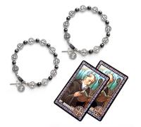 EZVFIRPDFZ 2 braccialetti di San Benedetto con medaglie di San Benedetto e crocifisso, braccialetto rosario cattolico con biglietto di preghiera, per donne e uomini, gioielli rosario Medalla De San