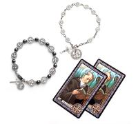 EZVFIRPDFZ 2 set di braccialetti di San Benedetto con medaglie di San Benedetto e crocifisso, braccialetto rosario cattolico con biglietto di preghiera San Benito, per donne e uomini, gioielli rosario