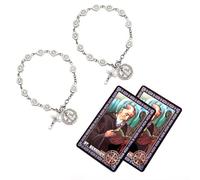 EZVFIRPDFZ 2 set di braccialetti di San Benedetto con medaglie di San Benedetto e crocifisso, braccialetto rosario cattolico con biglietto di preghiera, per donne e uomini, gioielli rosario Medalla De