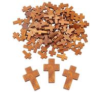EZVFIRPDFZ 200 ciondoli a forma di croce in legno naturale, 140 cm, mini ciondoli a forma di croce in legno naturale, sfusi per bomboniere, rosario pasquale, collana, gioielli, ciondoli, ornamenti da
