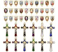 EZVFIRPDFZ 24 pz/12 set di San Benedetto Rosario Croce e Centro Medaglia Charms Lega Religione Smalto Vergine Maria Ciondolo Per Gioielli Fai Da Te Kit Forniture