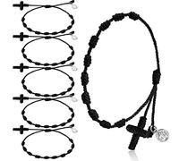 EZVFIRPDFZ 30 braccialetti con medaglia di San Benedetto e rosario, regolabili, con nodo, intrecciato, per la protezione dei bambini, con sacchetti in rete, per donne, uomini, ragazze, ragazzi