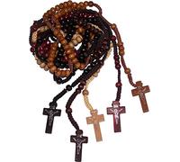 EZVFIRPDFZ 5 rosari in legno con croce con impronta di Gesù, per uomini e donne, colore: nero, marrone, avorio, marrone