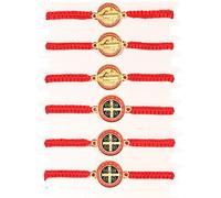 EZVFIRPDFZ 6 braccialetti religiosi smaltati di San Benedetto in corda rossa con croce di San Benedetto medaglia fatta a mano con nodo nero braccialetti portafortuna per uomini o donne come regali e