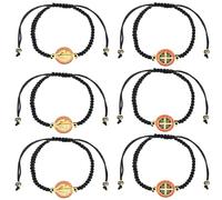 EZVFIRPDFZ 6 braccialetti religiosi smaltati di San Benedetto in corda rossa con croce di San Benedetto medaglia fatta a mano con nodo nero braccialetti portafortuna per uomini o donne come regali e