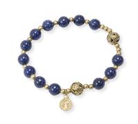 EZVFIRPDFZ Bracciale rosario con perline di pietra con separatori in metallo e medaglia cattolica, gioiello da polso resistente ed elegante, st.benedict