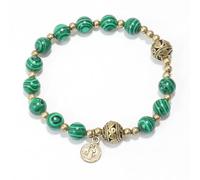 EZVFIRPDFZ Bracciale rosario con perline di pietra con separatori in metallo e medaglia cattolica, gioiello da polso resistente ed elegante, st.benedict
