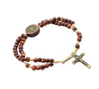EZVFIRPDFZ Bracciale rosario con perline di preghiera devozionale con medaglia di San Benedetto e crocifisso. Prodotto in Brasile