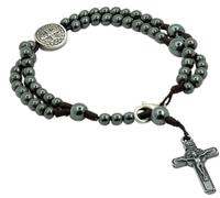 EZVFIRPDFZ Bracciale rosario con perline di preghiera devozionale con medaglia di San Benedetto e crocifisso. Prodotto in Brasile