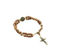 EZVFIRPDFZ Bracciale rosario con perline di preghiera devozionale con medaglia di San Benedetto e crocifisso. Prodotto in Brasile