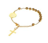 EZVFIRPDFZ Bracciale rosario da donna: rosario cristiano con croce e perline braccialetto regolabile con medaglia di San Benedetto gioielli religiosi regali