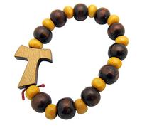 EZVFIRPDFZ Bracciale rosario in legno con croce di Francesco Tau