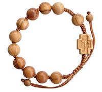 EZVFIRPDFZ Bracciale rosario regolabile in legno di ulivo, 10 mm