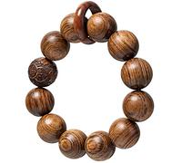 EZVFIRPDFZ Braccialetto unisex fatto a mano con 12 anelli in legno naturale di bubinga da preghiera, anello da meditazione con stella, circonstellare, rosario, collana mala per uomo e donna